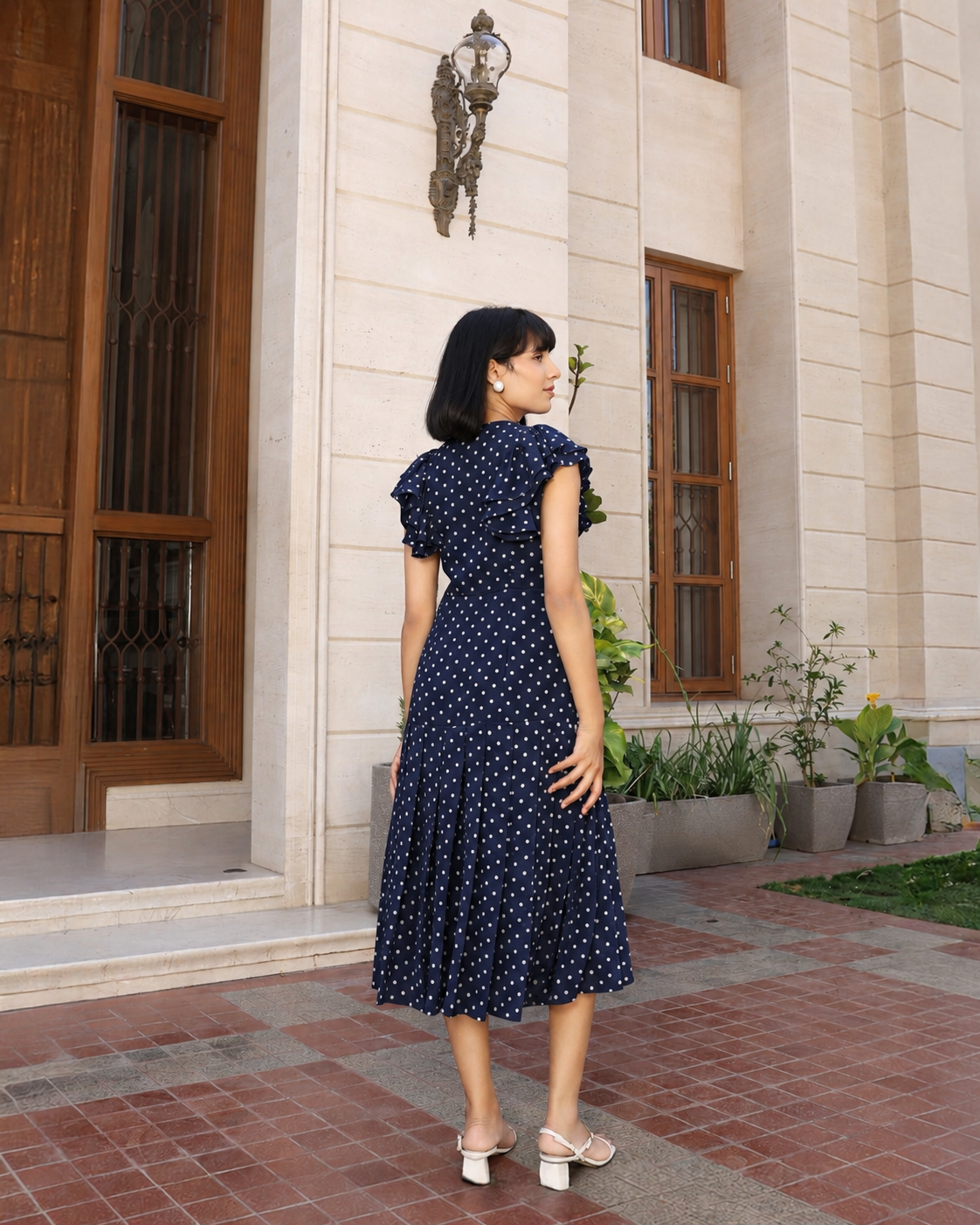 Navy Polka Dress