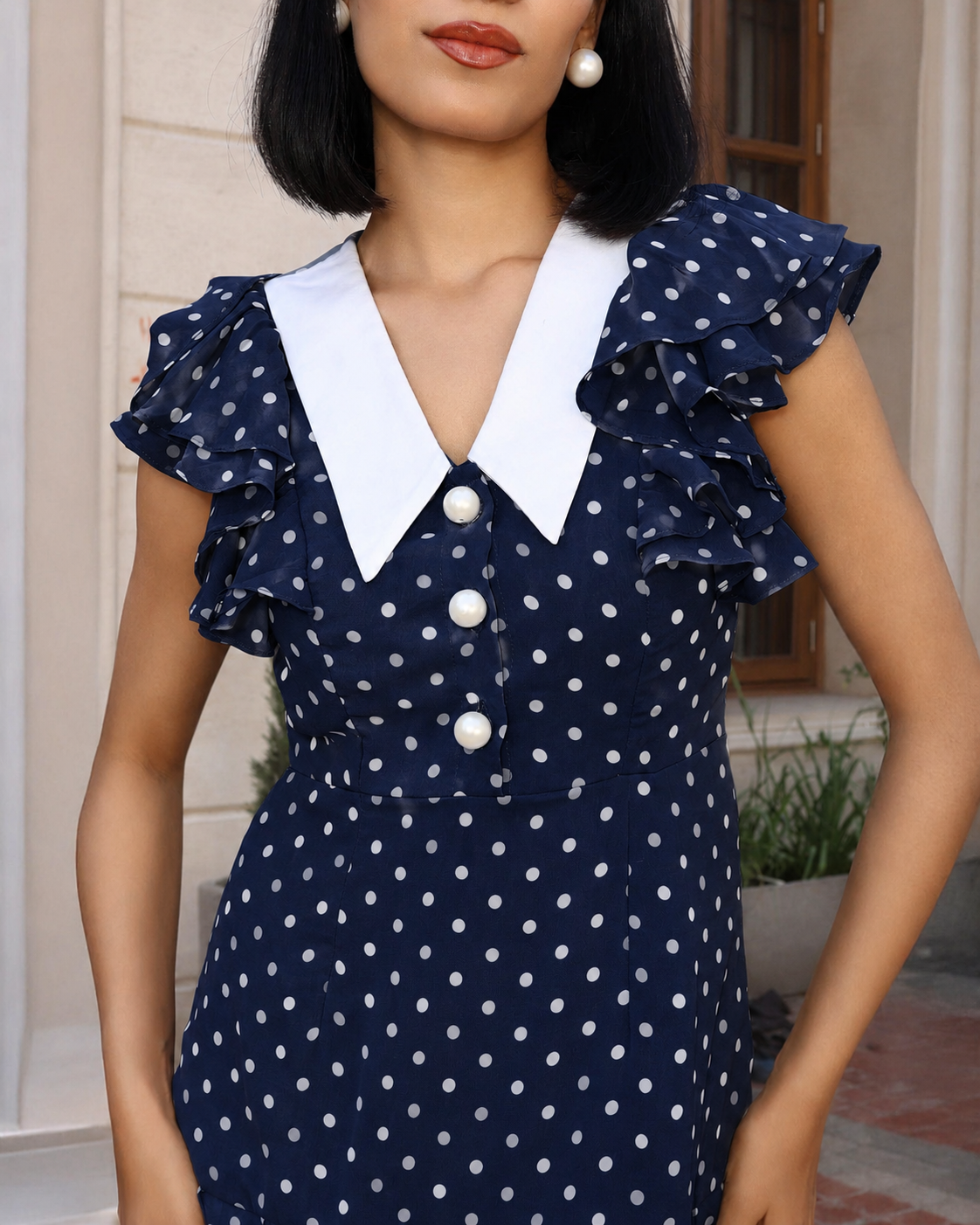Navy Polka Dress