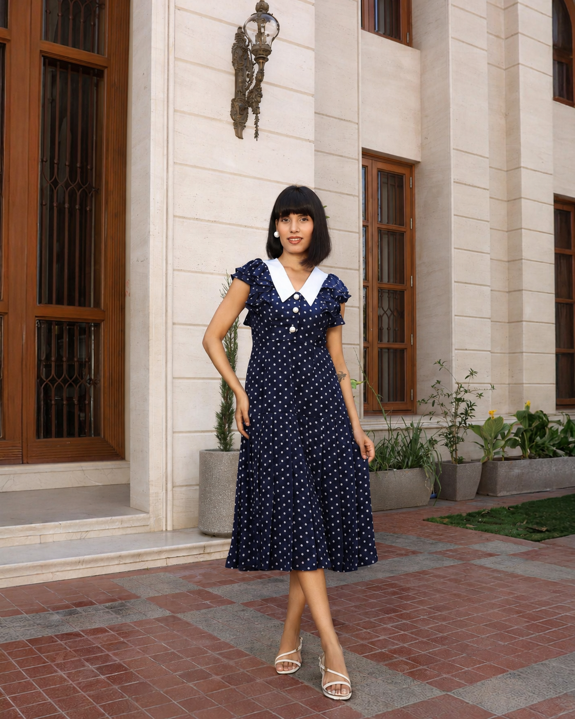 Navy Polka Dress