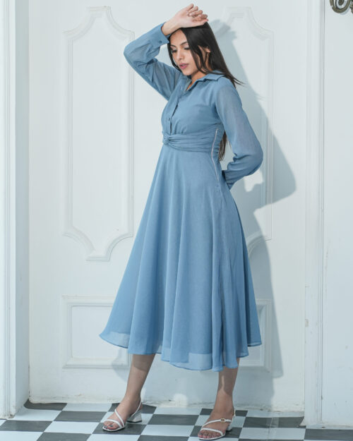 Buy Light Blue Shimmer Net Gown for Girls Online